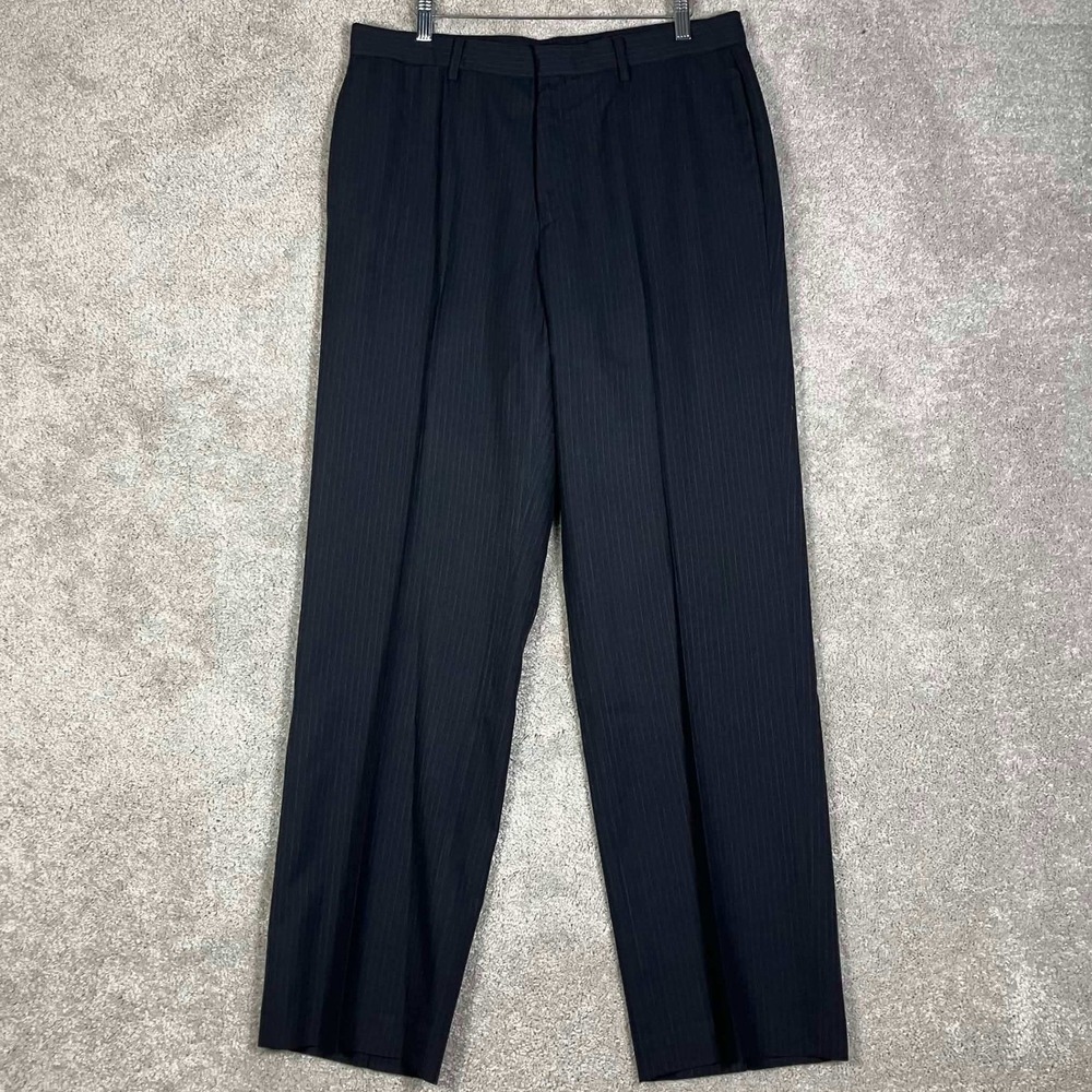 Calvin Klein Suit Mens XL 33x32 Grey Pinstripe 3 Button Blazer Trousers Set - Picture 8 of 16